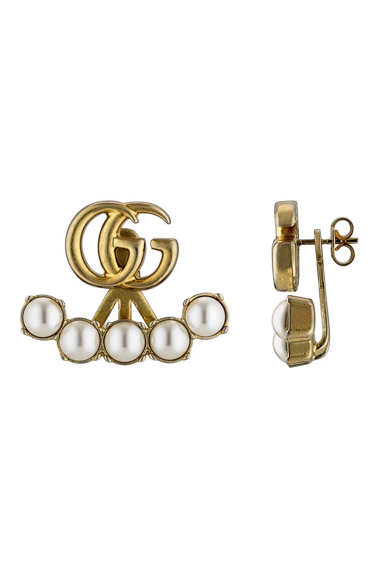 GG Imitation Pearl Drop Stud Earrings, Main, color, NO COLOR