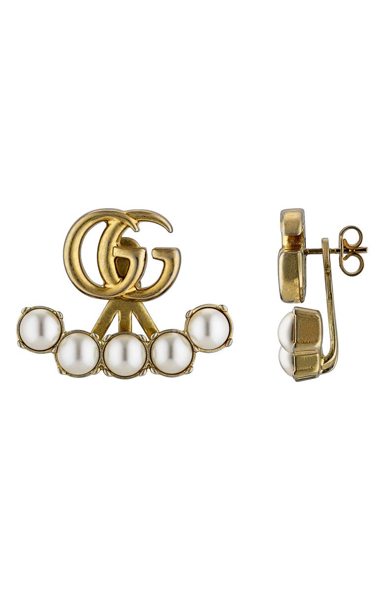 Gucci GG Imitation Pearl Drop Stud Earrings, Main, color, 