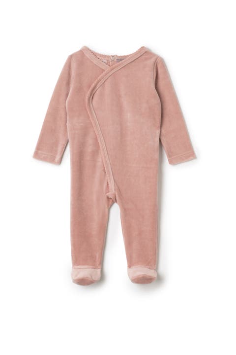 Girl Wrap Stretchie Velour Snap Closure Romper
