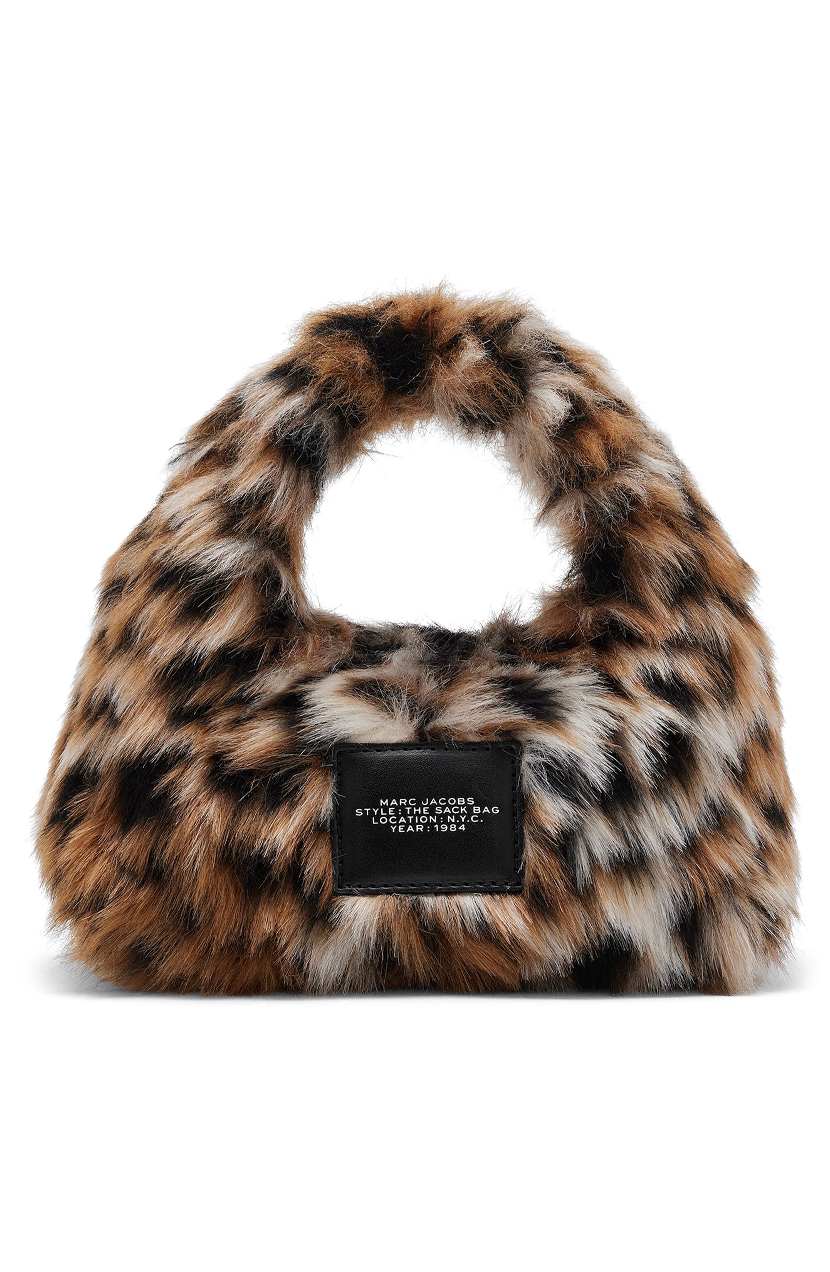 Micro Sack Faux Fur Crossbody Bag, Alternate, color, BROWN MULTI