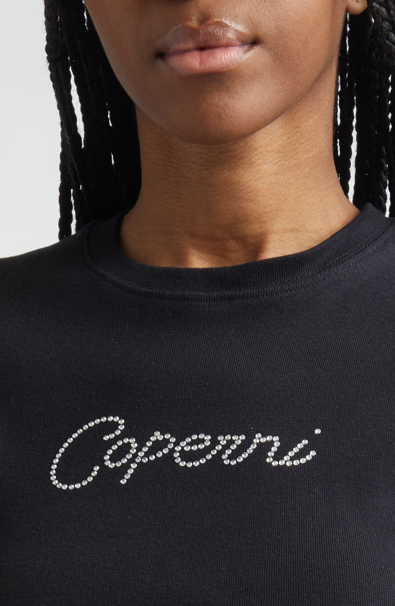 Coperni Crystal Logo Organic Cotton Baby Tee, Alternate, color, Black