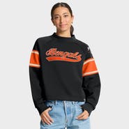 FANATICS Women's Fanatics Black Cincinnati Bengals Oversized Hometown Toss Sweep Mock Neck Pullover