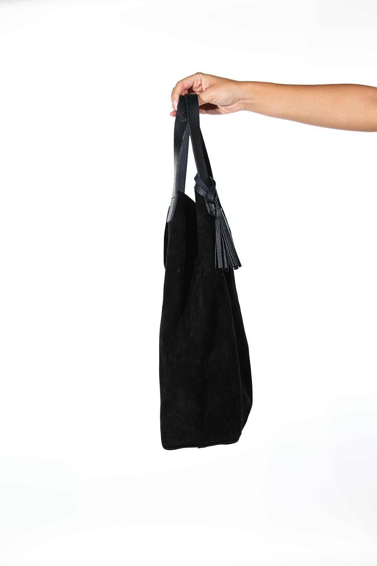 Forever & Always Shoes Orlitha Leather Shoulder Bag, Alternate, color, Black Suede