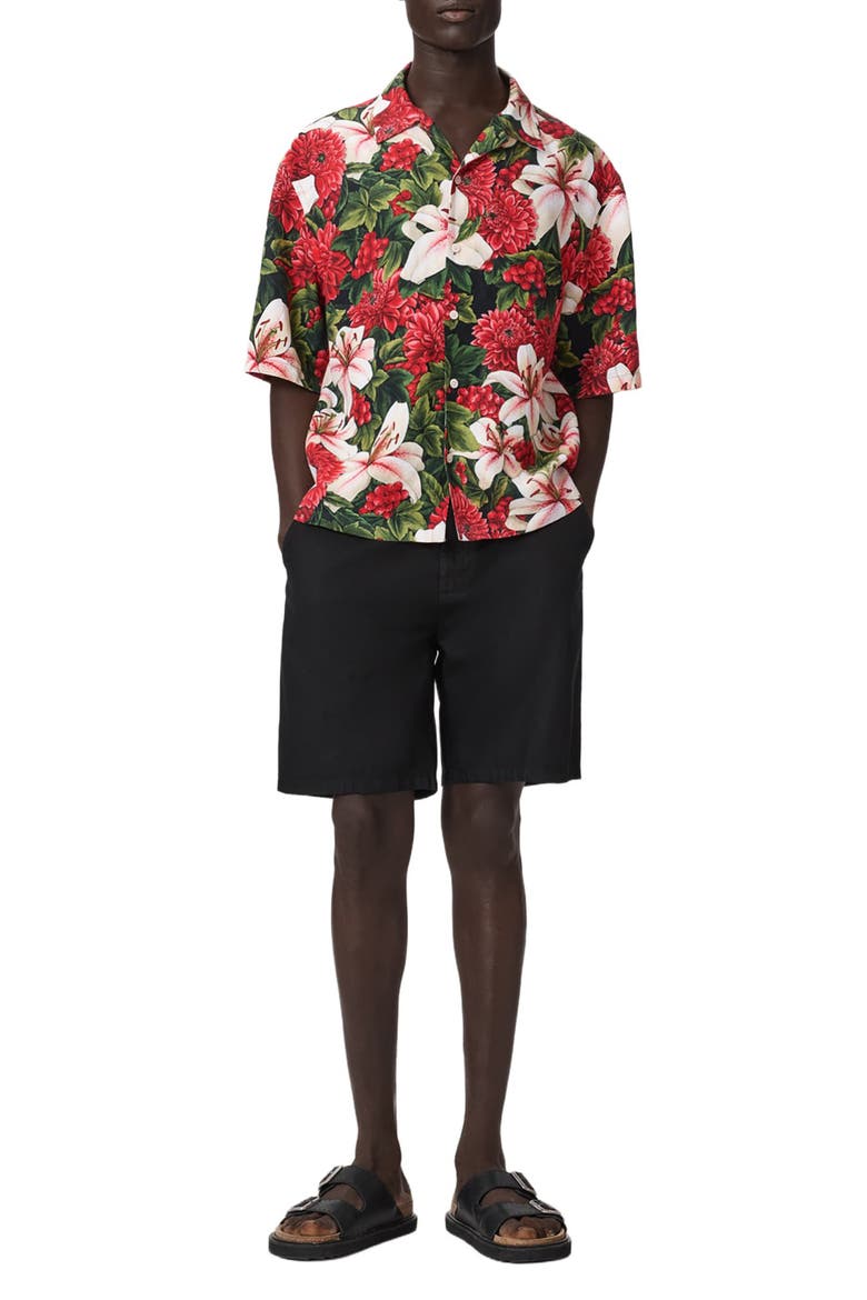 Hokkaido Floral Camp Shirt, Alternate, color, RED