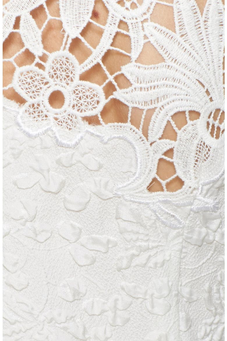 Floral Lace & Cloqué Blouse, Alternate, color, WHITE