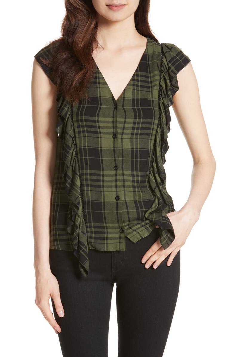 Alice + Olivia Janet Side Ruffle Blouse, Main, color, 