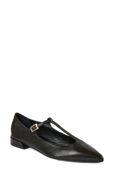 Jianna Leather T-Strap Mary Jane Flat