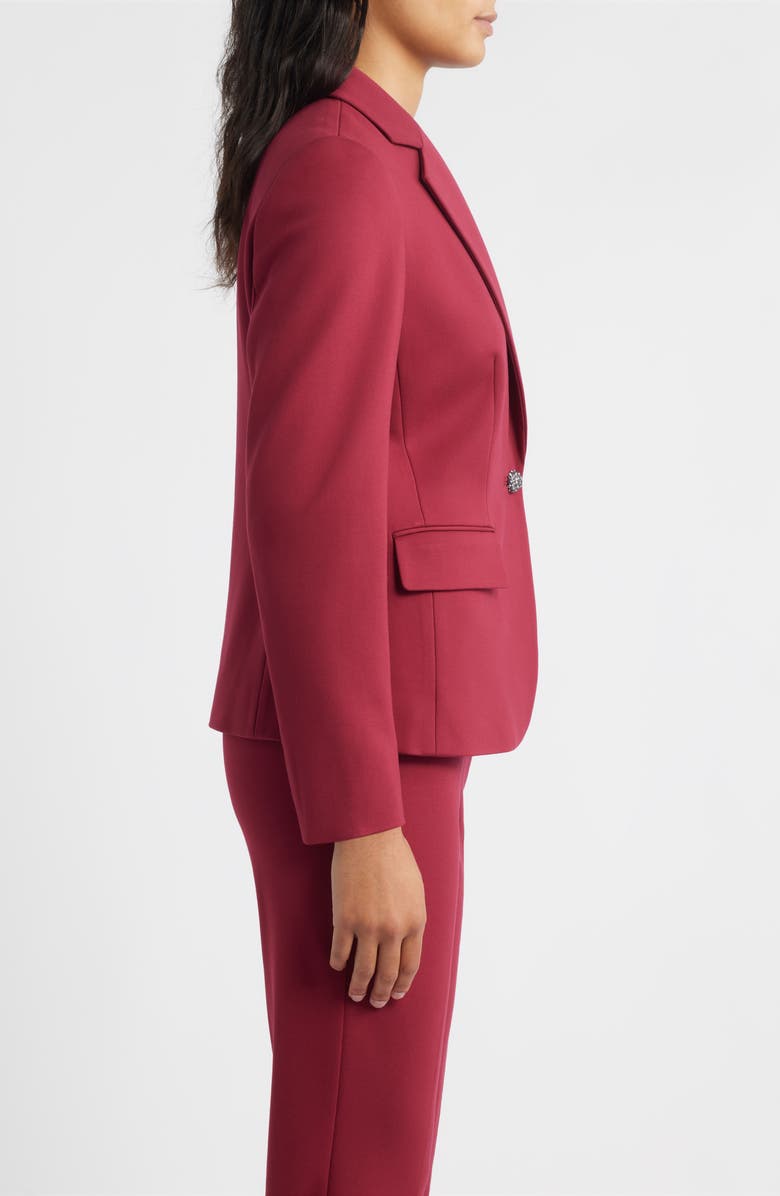 Anne Klein Rhinestone One-Button Blazer, Alternate, color, Ruby Red