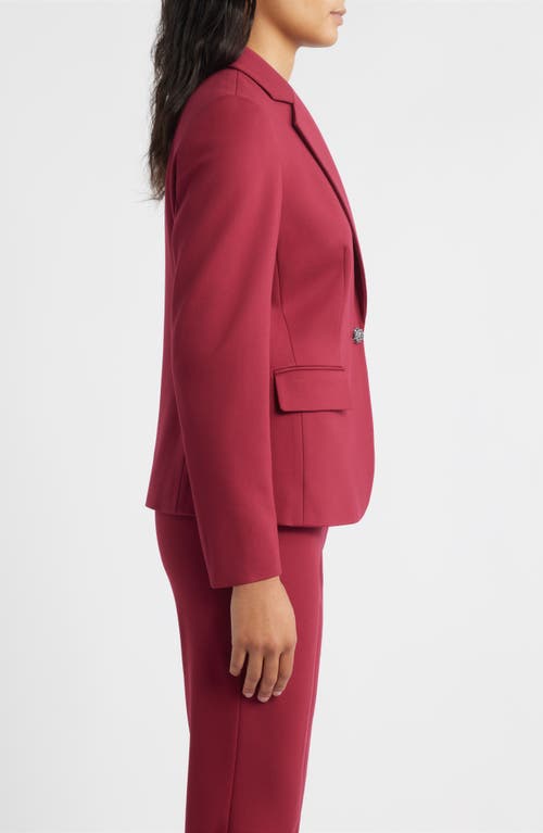 Anne Klein Rhinestone One-button Blazer In Red