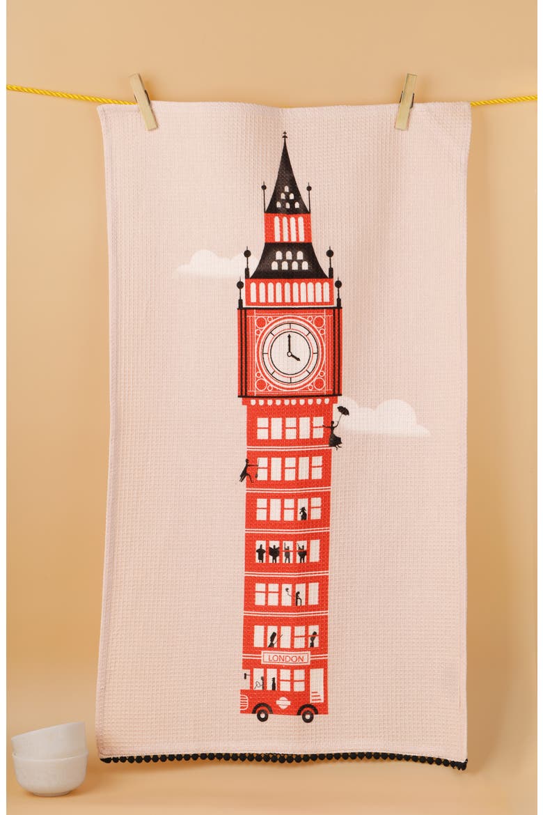 London Calling Set of 3 Kitchen Towels, Alternate, color, RED/ WHITE/ BLUE/ BLACK