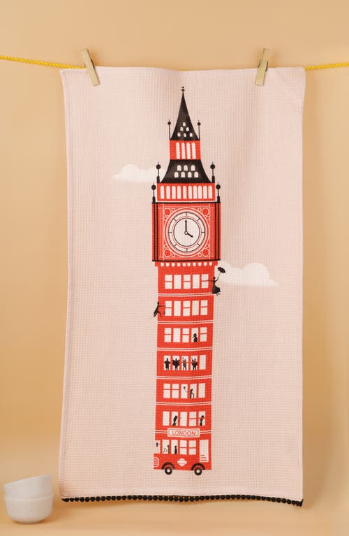 Tiramisu London Calling Set Of 3 Kitchen Towels In Red
