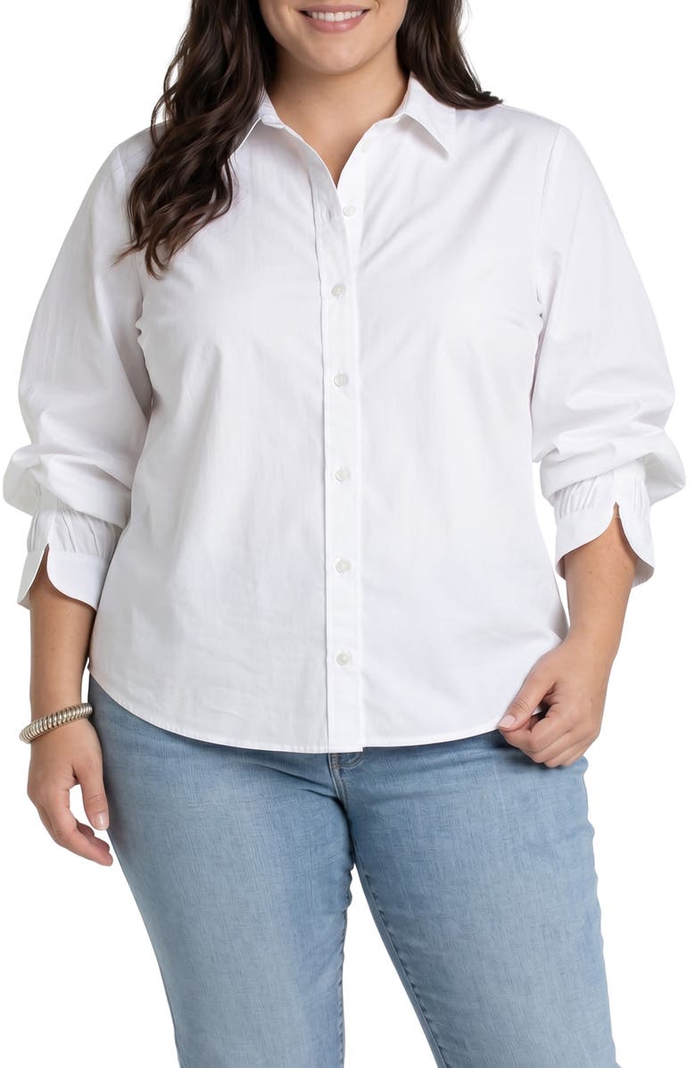 Liverpool Los Angeles Adjustable Sleeve Shirt, Main, color, White