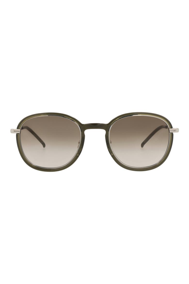 49mm Round Sunglasses, Main, color, GREEN SILVER BROWN