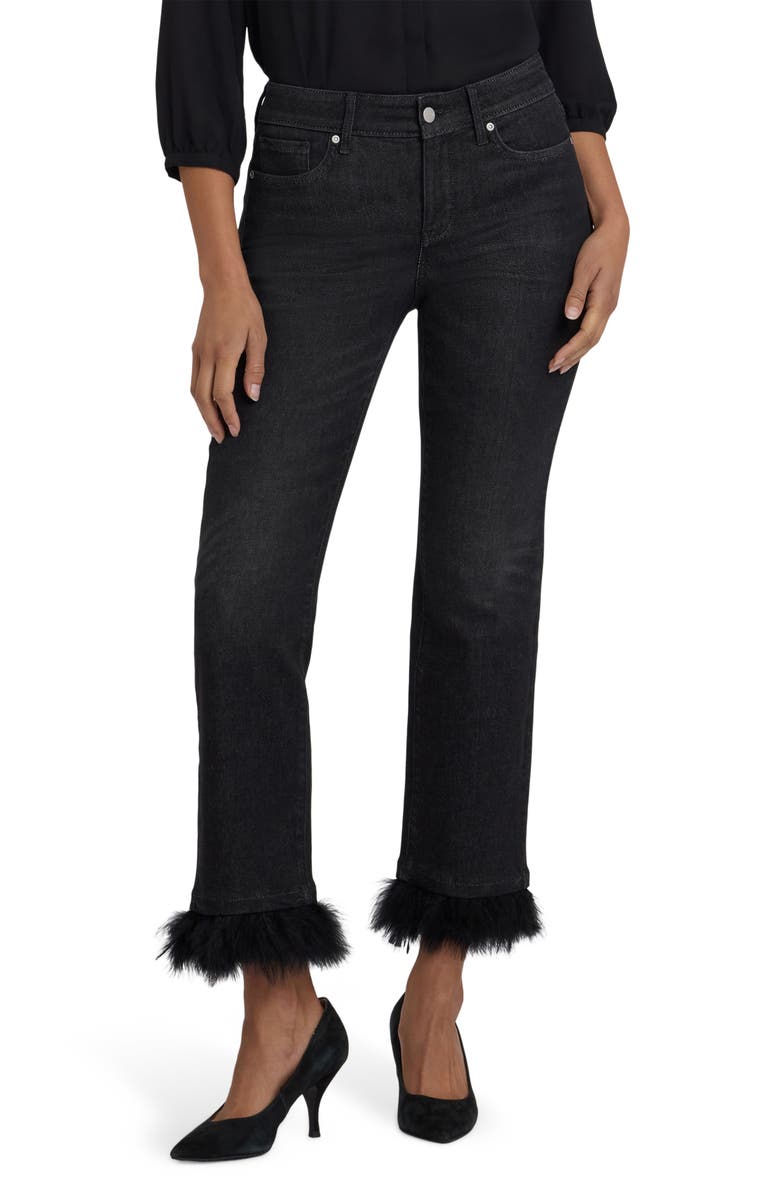 NYDJ Marilyn Feather Trim Ankle Straight Leg Jeans, Main, color, French Nightfall