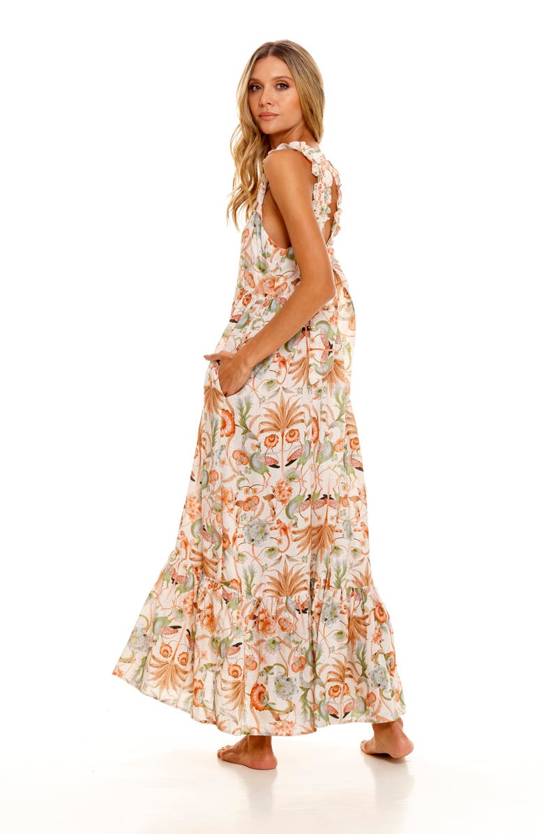 The Lazy Poet Mika Peach Jungle Linen Nightgown, Alternate, color, Pink