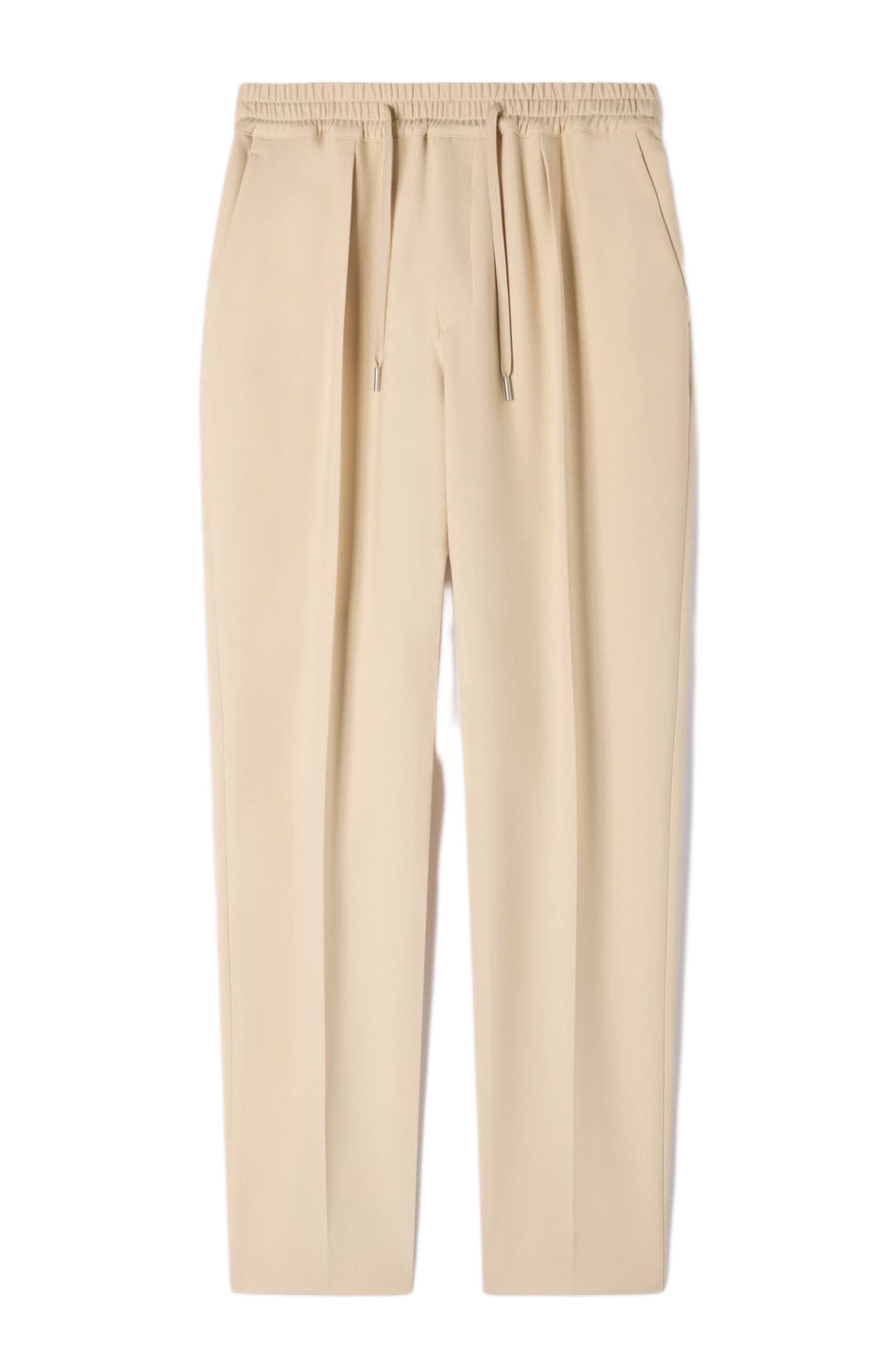 Elasticated straight-leg trousers