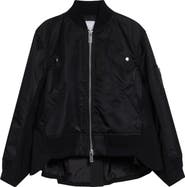 Sacai Mixed Media Nylon Twill & Wool Bomber Jacket