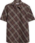 Burberry Robert Check Short Sleeve Cotton Button-Up Shirt