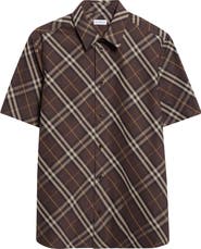 Burberry Robert Check Short Sleeve Cotton Button-Up Shirt