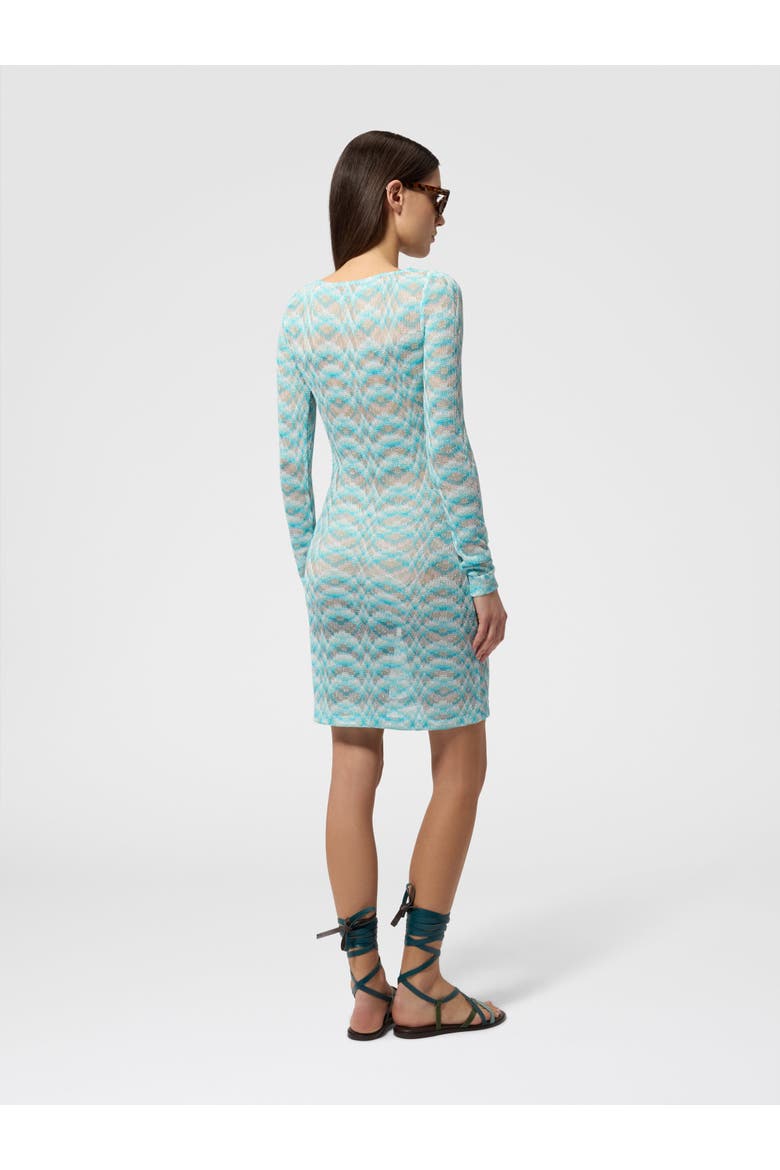 Mini Dress In Shaded Viscose Lamé, Alternate, color, White & Light Blue