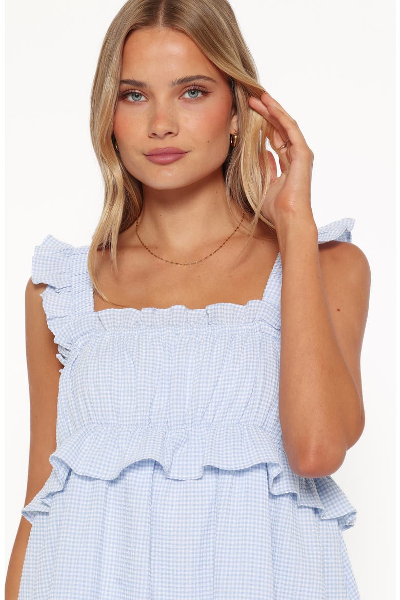 Keonia Gingham Ruffle Minidress, Alternate, color, BABY BLUE GINGHAM