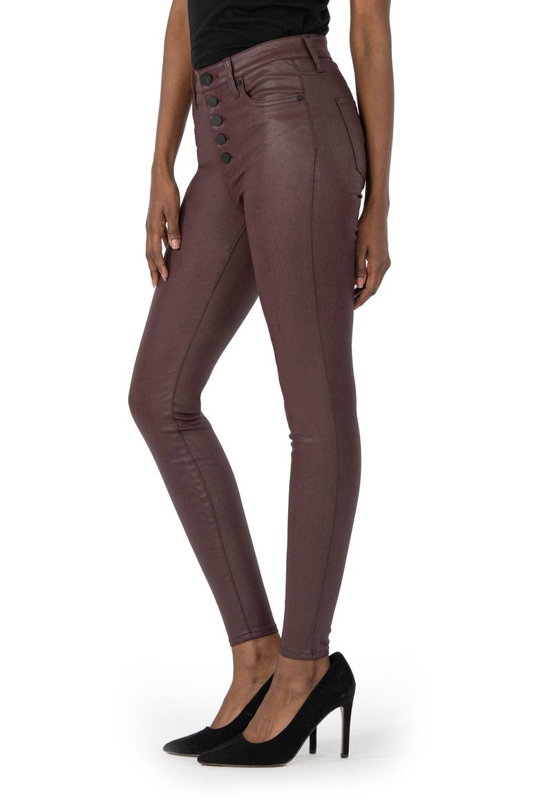 Mia High Waist Coated Skinny Jeans, Alternate, color, BORDEAUX
