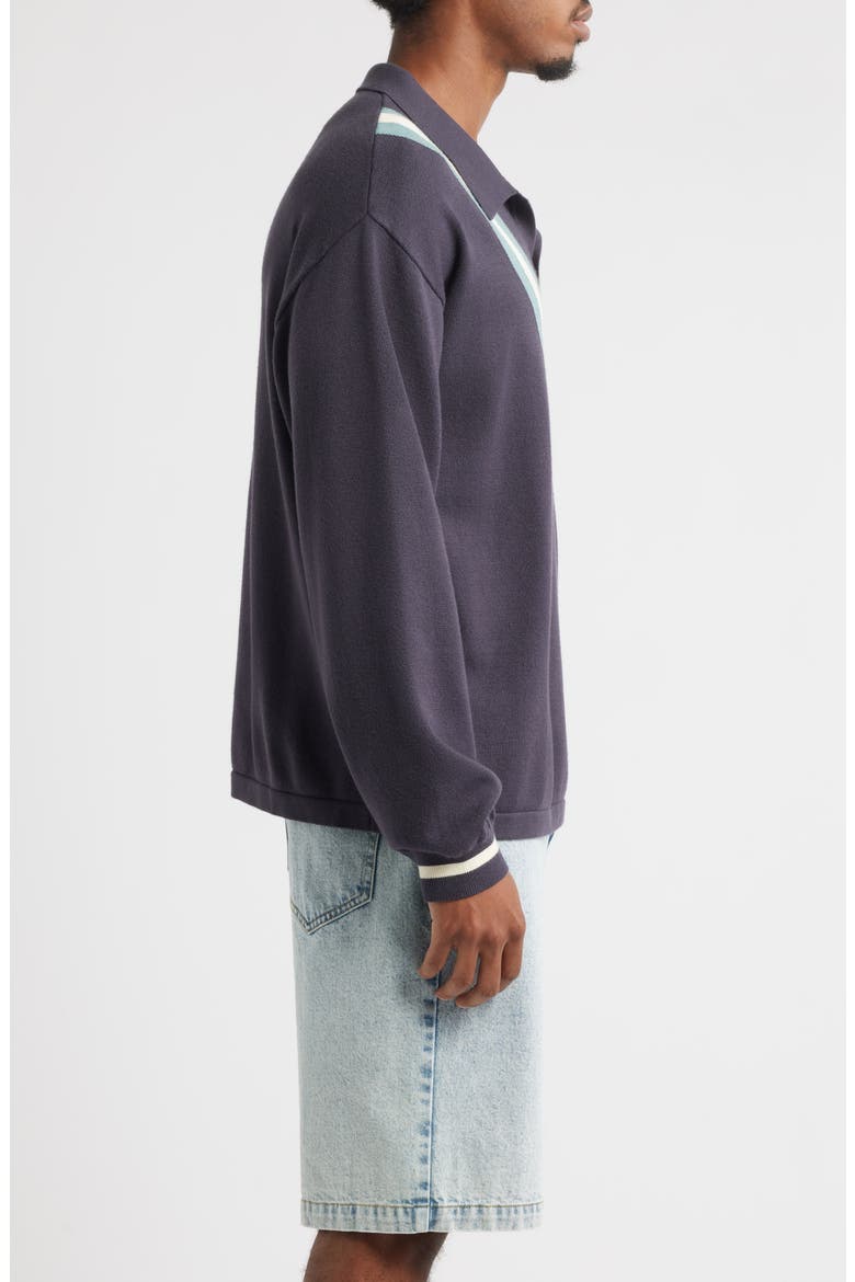 Stripe Polo Sweater, Alternate, color, GREY