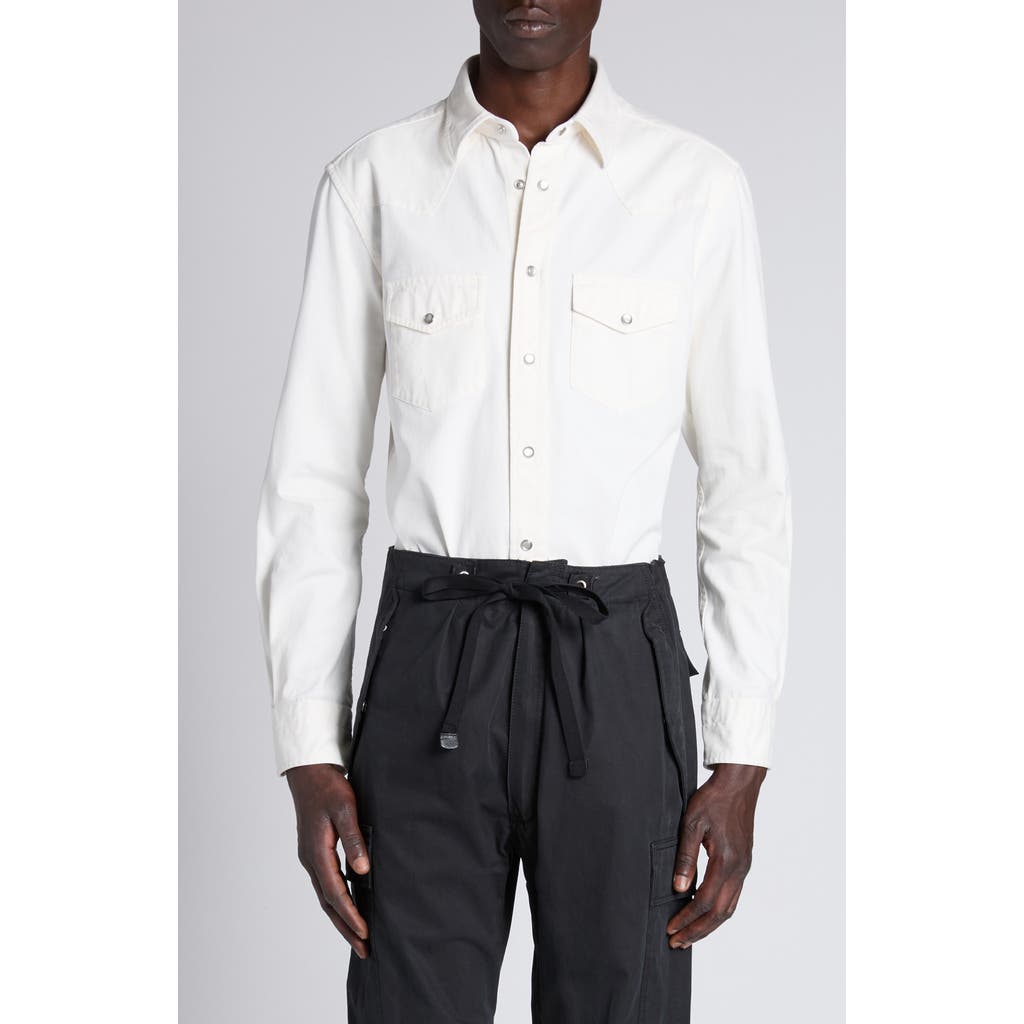 Tom Ford Peached Cotton Twill Western Shirt In Aw004 Ivory