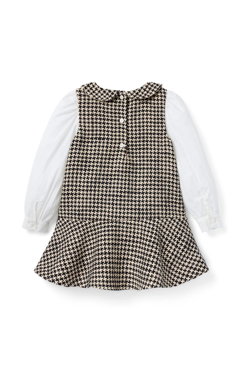 Janie and Jack Houndstooth Tweed Dropwaist Dress, Alternate, color, Beige