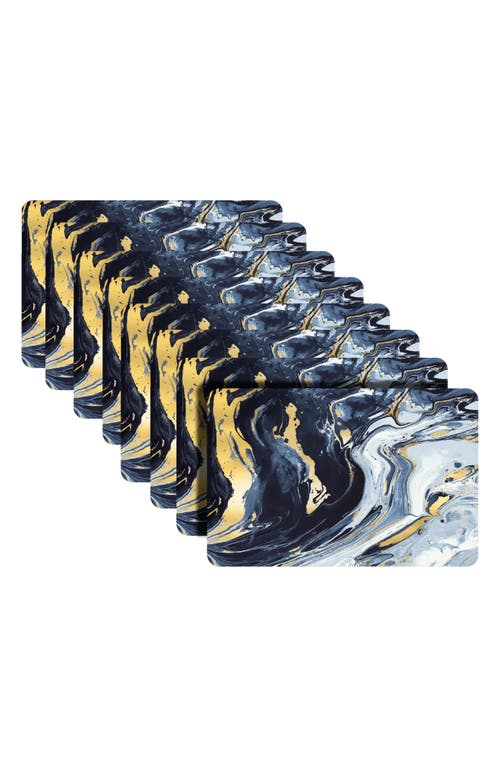 Dainty Home Marble Print Set Of 8 Placemats In Blue