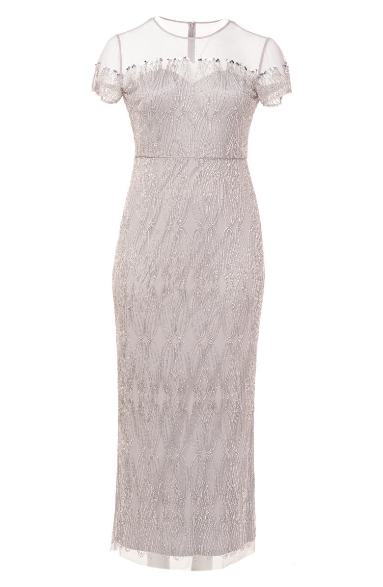 JS Collections Illusion Yoke Beaded Column Gown, Alternate, color, 