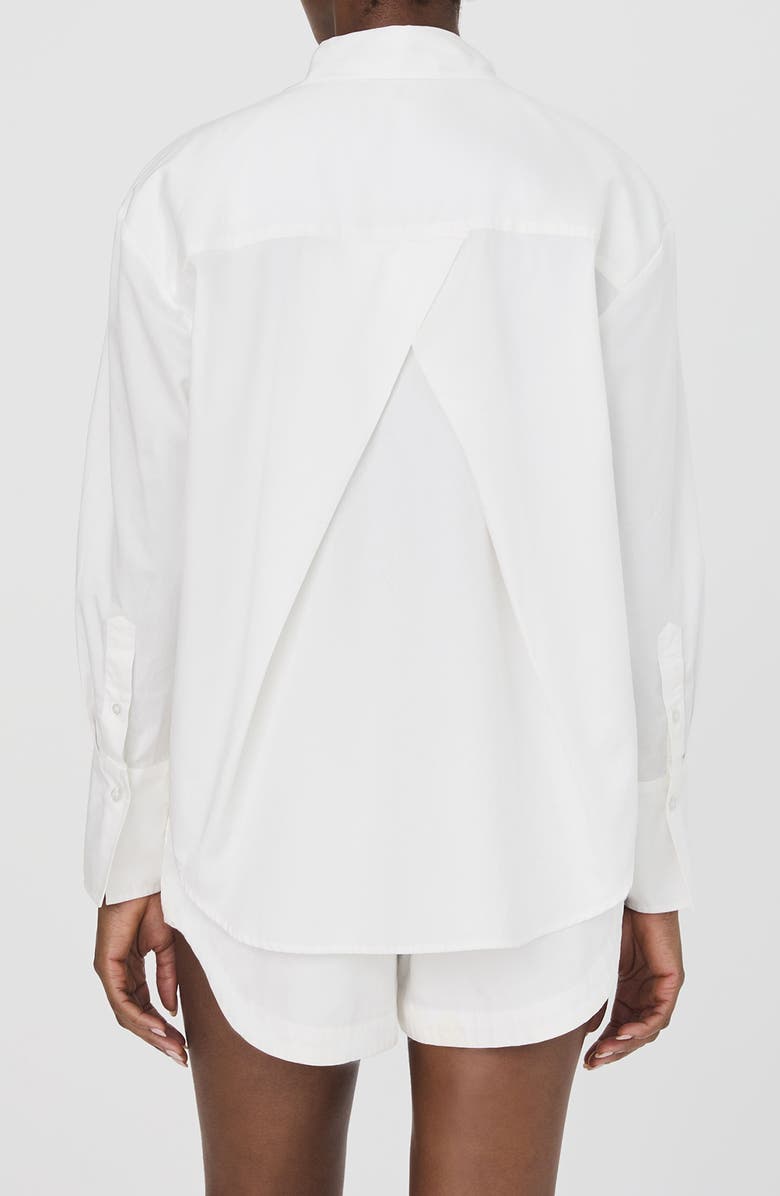 French Connection Alexis Oversize Crossover Cotton Button-Up Shirt, Alternate, color, 10-Summer White
