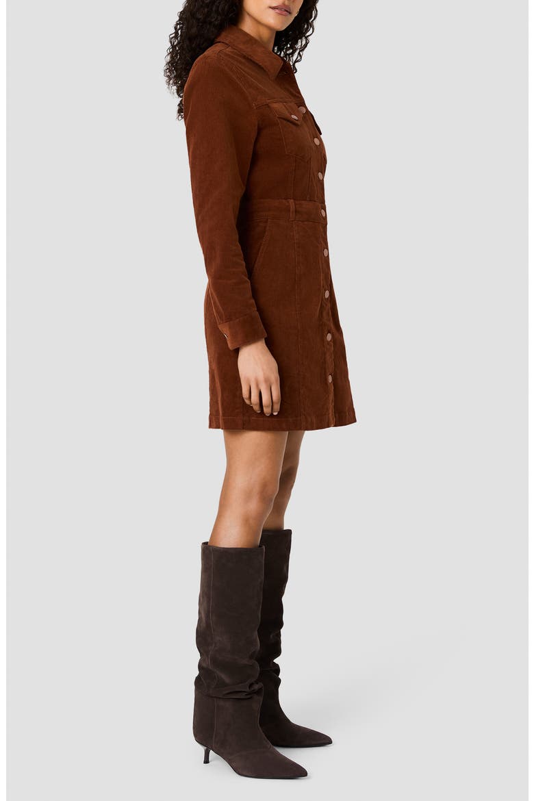 Casey Long Sleeve Corduroy Mini Shirtdress, Alternate, color, CHESTNUT BROWN