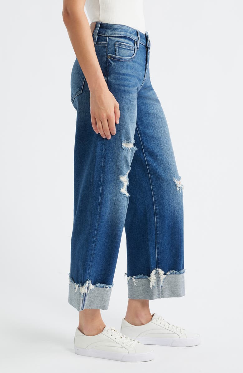 HIDDEN JEANS Distressted Cuff Wide Leg Jeans, Alternate, color, Medium Dark