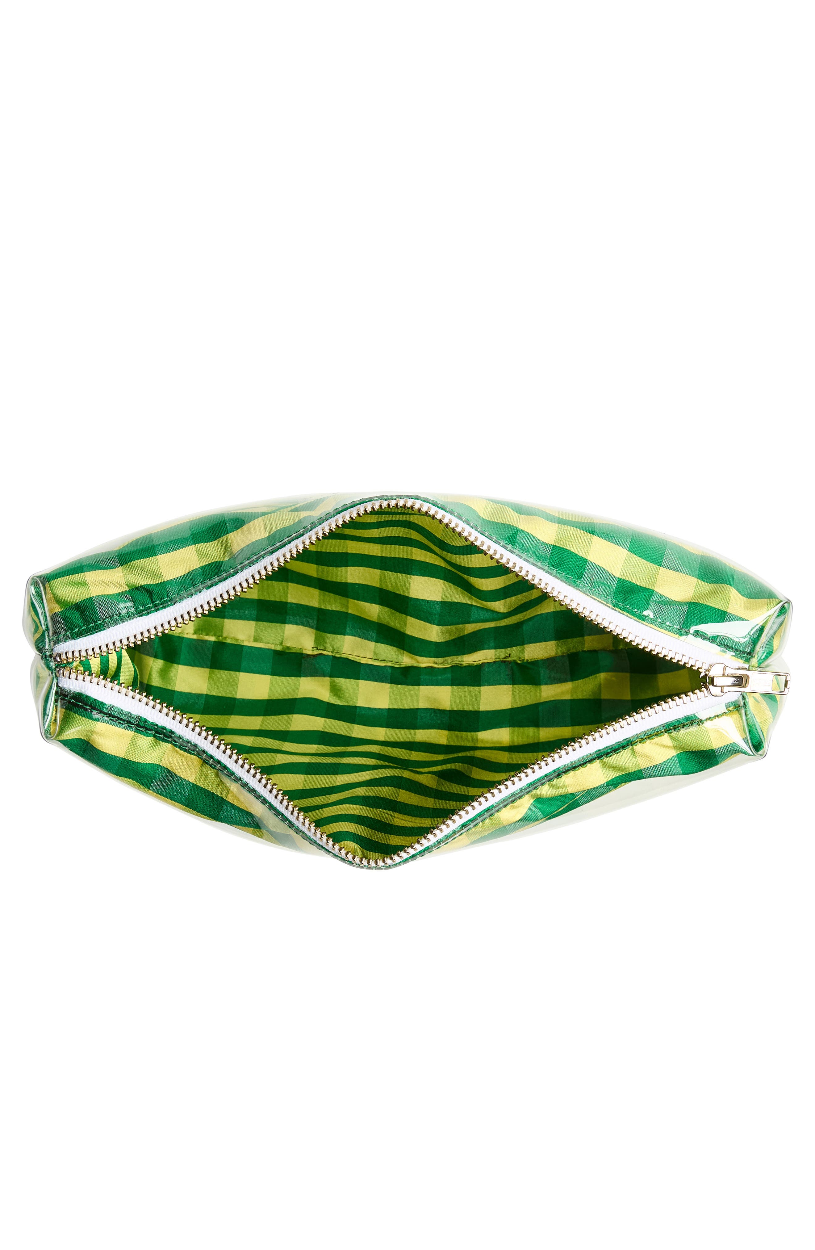 COMING OF AGE Gingham Zip Pouch, Alternate, color, Gingham Green Yellow