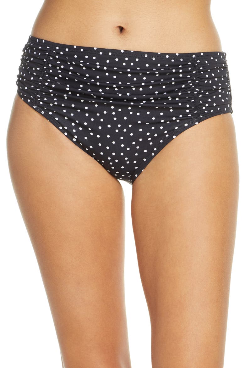 Sea Swell Shirred High Waist Swim Bottoms, Main, color, BLACK