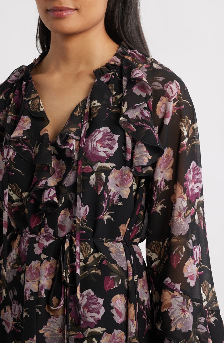 Sam Edelman Dark Rose Long Sleeve Minidress, Alternate, color, Lavander Multi