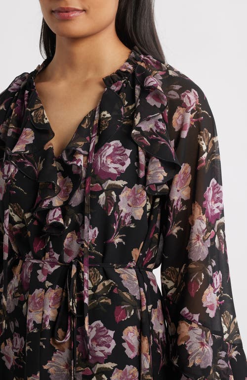 Sam Edelman Dark Rose Long Sleeve Minidress In Black