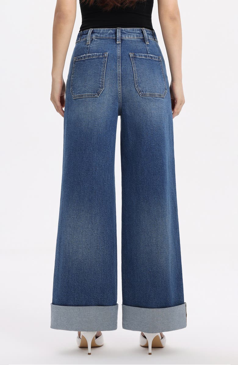 Bayeas Super High Waist Wide Leg Utility Jeans, Alternate, color, Medium Blue