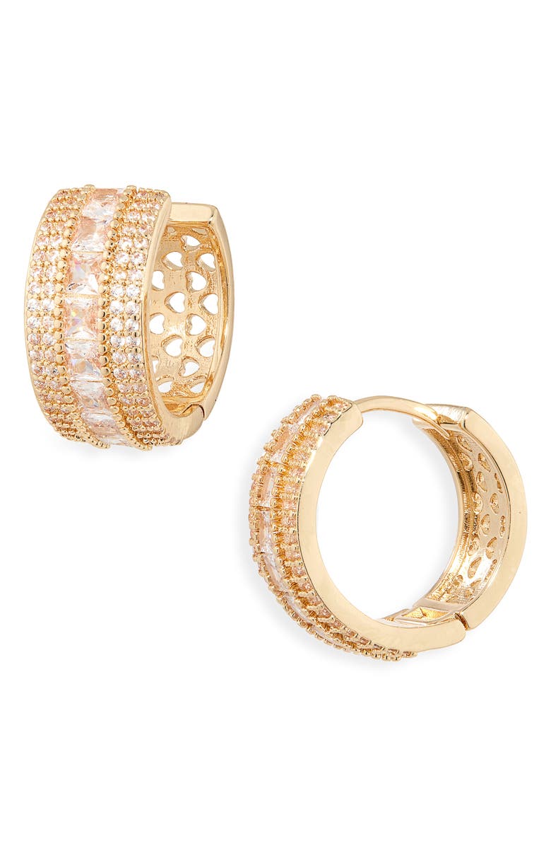 NATASHA Huggie Earrings, Main, color, Gold