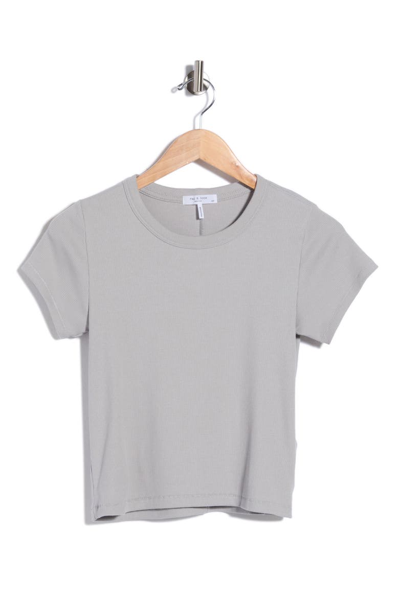 Essie Crewneck Ribbed Crop T-Shirt, Alternate, color, GREY