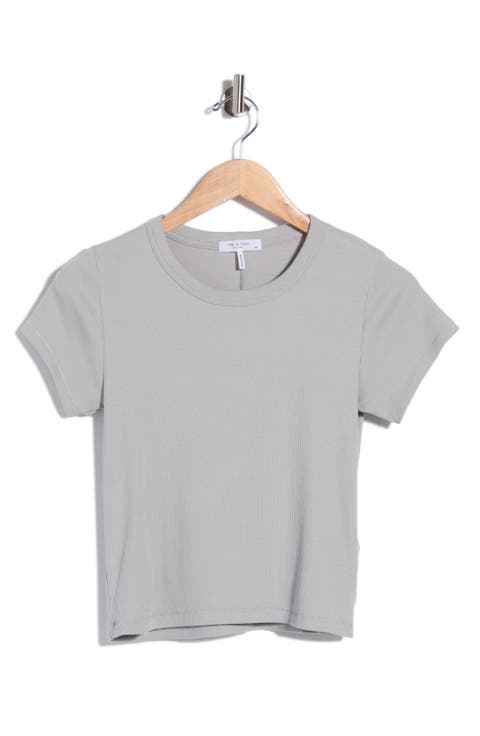 Essie Crewneck Ribbed Crop T-Shirt