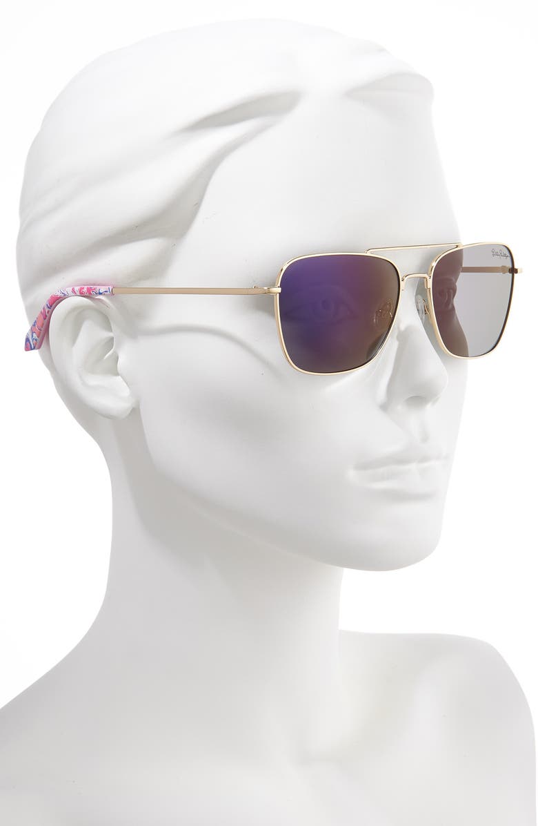 Lilly Pulitzer<sup>®</sup> Kate 55mm Aviator Sunglasses, Alternate, color,