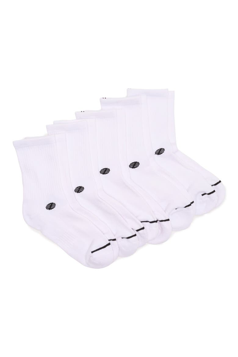 Athletic Demi 5-Pack Crew Socks, Main, color, WHITE