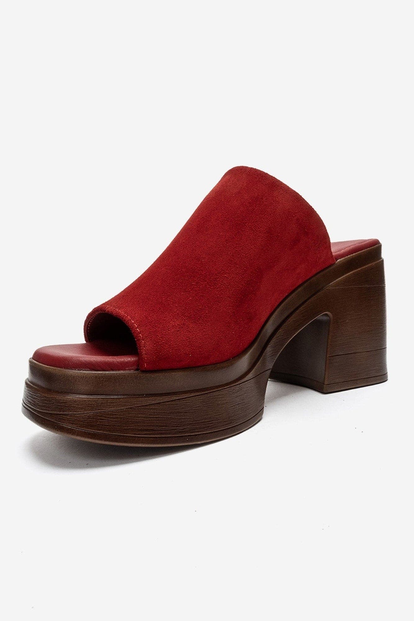 Nola Leather Platform Mules, Alternate, color, Red Suede