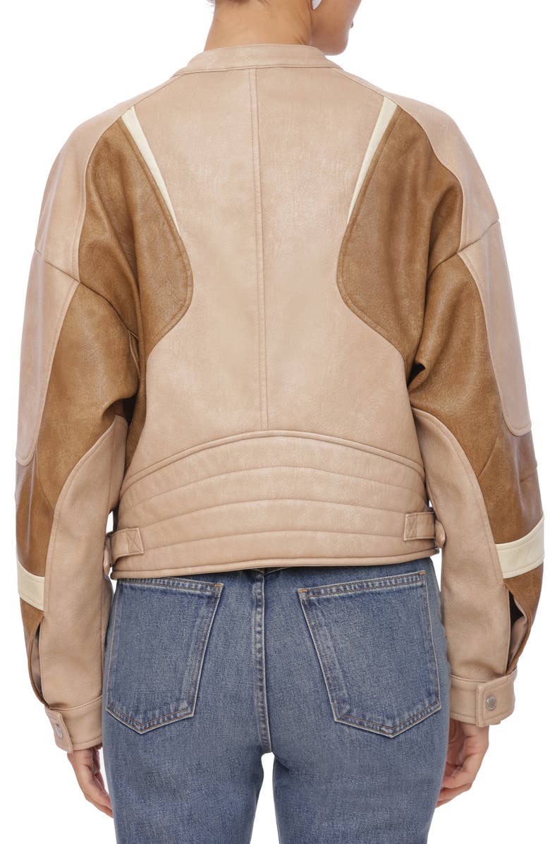 Avec Les Filles Faux Leather Racing Jacket, Alternate, color,