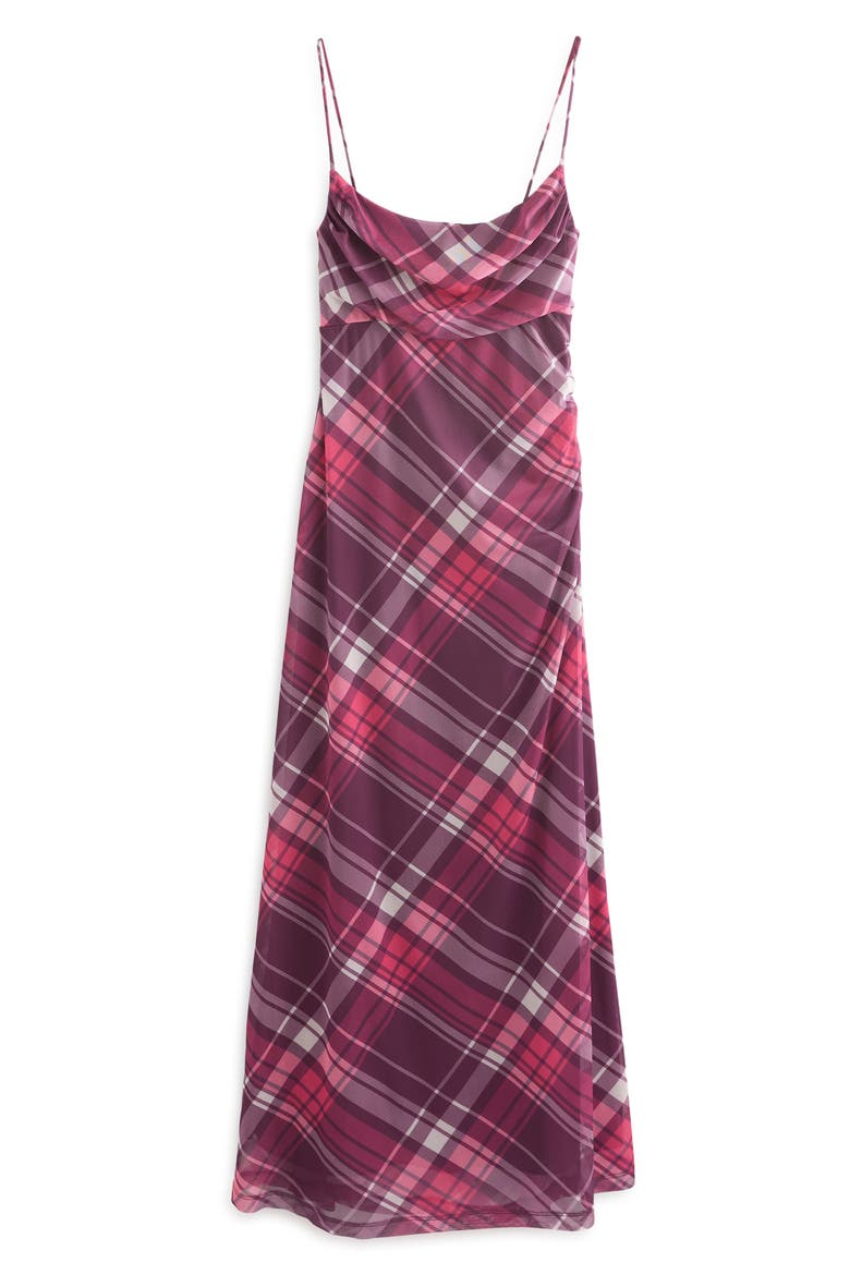 Check Mesh Maxi Dress, Alternate, color, RED