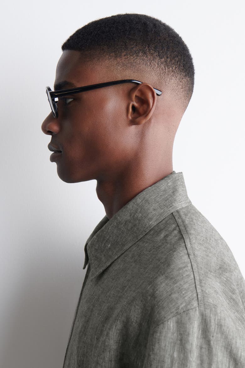 Rectangular Aviator Sunglasses, Alternate, color, BLACK / GRAY
