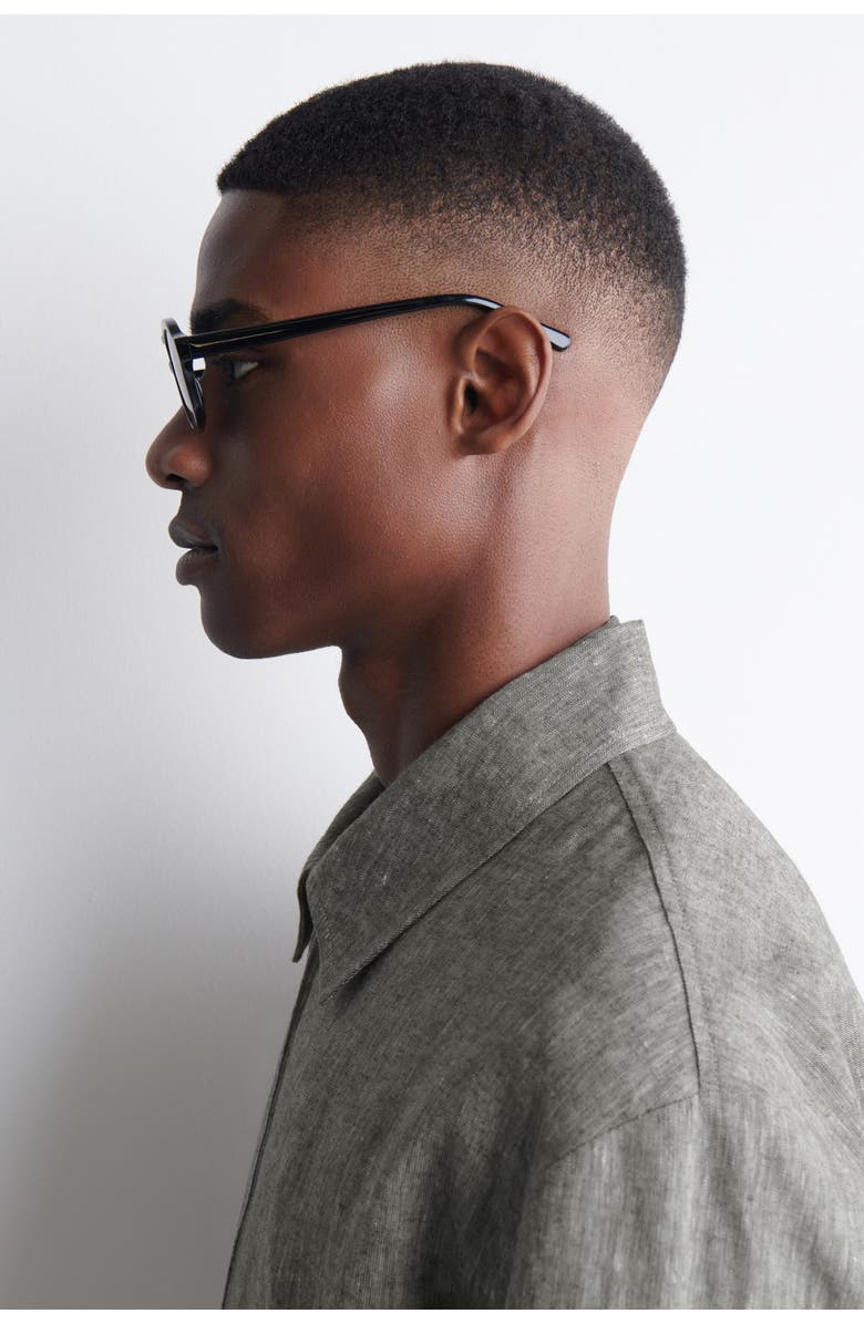 COS Rectangular Aviator Sunglasses, Alternate, color, Black / Gray