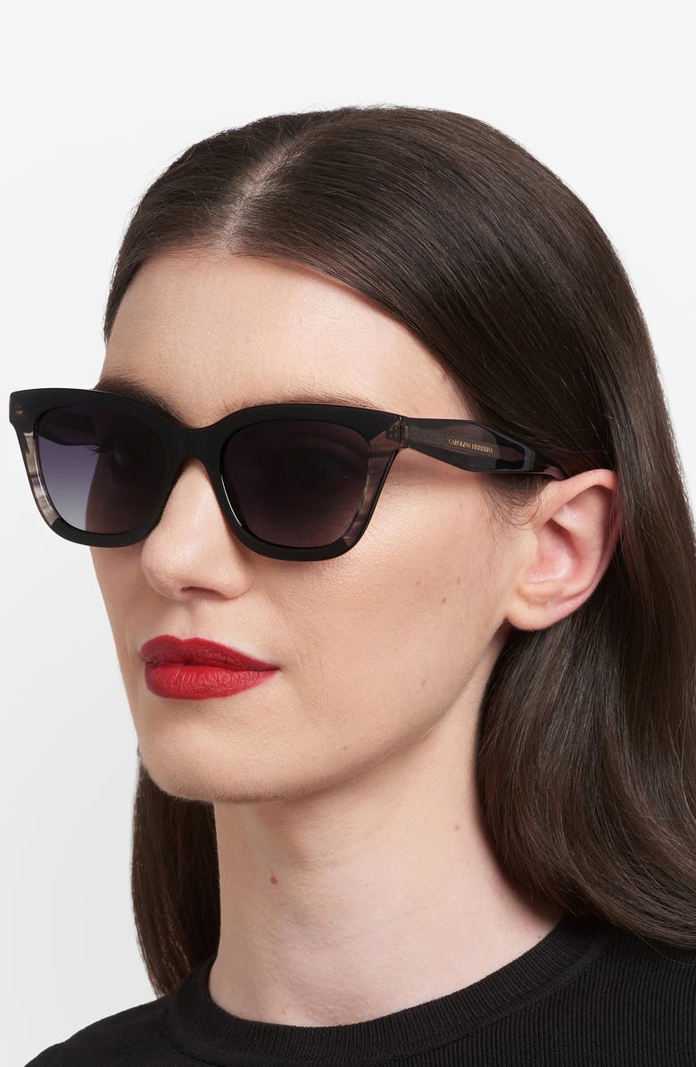 Carolina Herrera 52mm Cat Eye Sunglasses, Alternate, color, Black/ Dark Grey